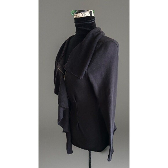 We The Free Ebb And Flow Ruffle Front Jacket Black Zip Front Peplum Hem Size Sm - Picture 3 of 14